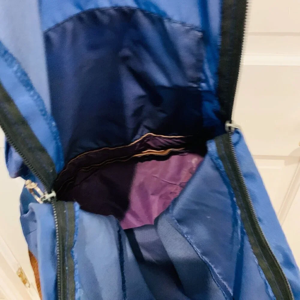 AMERICAN CAMPER - Vtg 60s-70s Leather Bottom Outdoors Hiking Day Trip Backpack